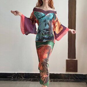 jean paul gaultier Maille kimono style mesh dress venus